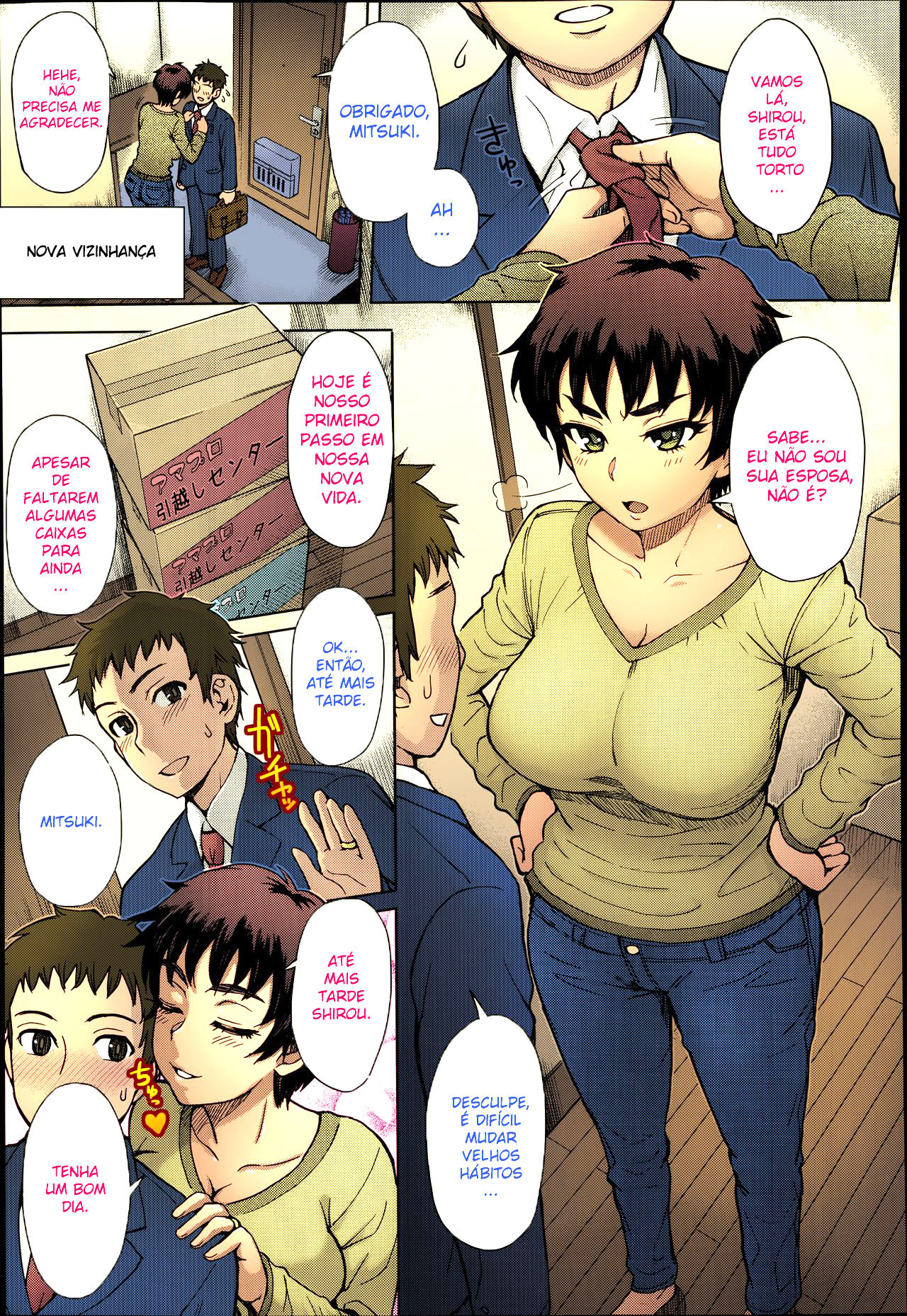 [Itou Eight] Hikkoshi no Aisatsu wa Shinchou ni... | Nova Vizinhança (COMIC Anthurium 016 2014-08) [Portuguese-BR] [Colorized] image number 1