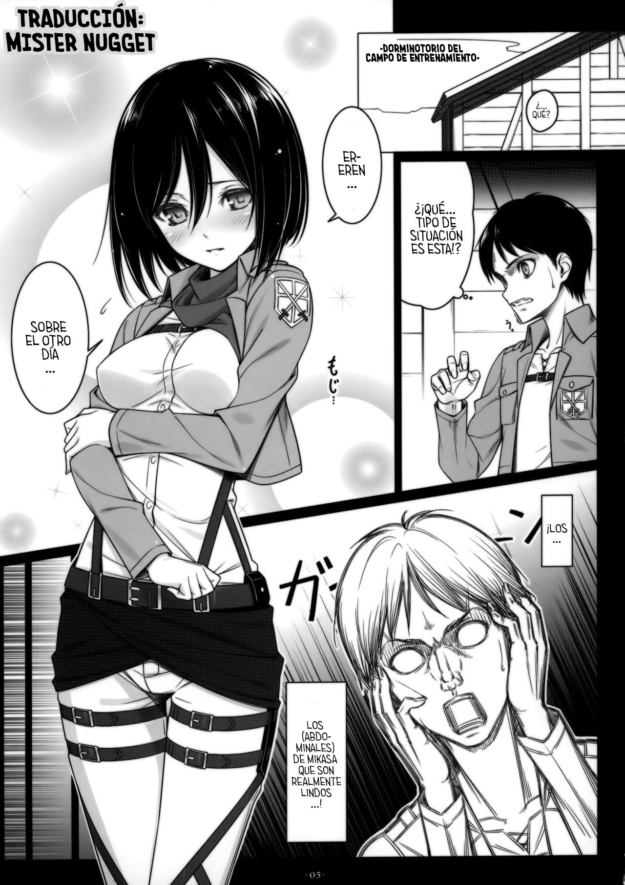 (C84) [Yuusha-sama Go-ikkou (Nemigi Tsukasa)] ATTACK ON MIKASA (Shingeki no Kyojin) [Spanish] [Mr. Nugget] numero di immagine  4