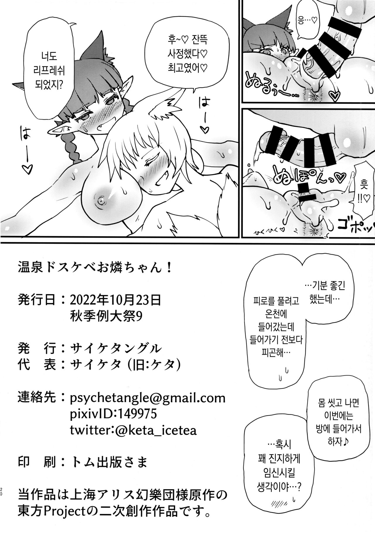 (Shuuki Reitaisai 9) [Psychetangle (Keta)] Onsen Dosukebe Orin-chan! | 온천 개변태 오린쨩! (Touhou Project) [Korean] numero di immagine  21