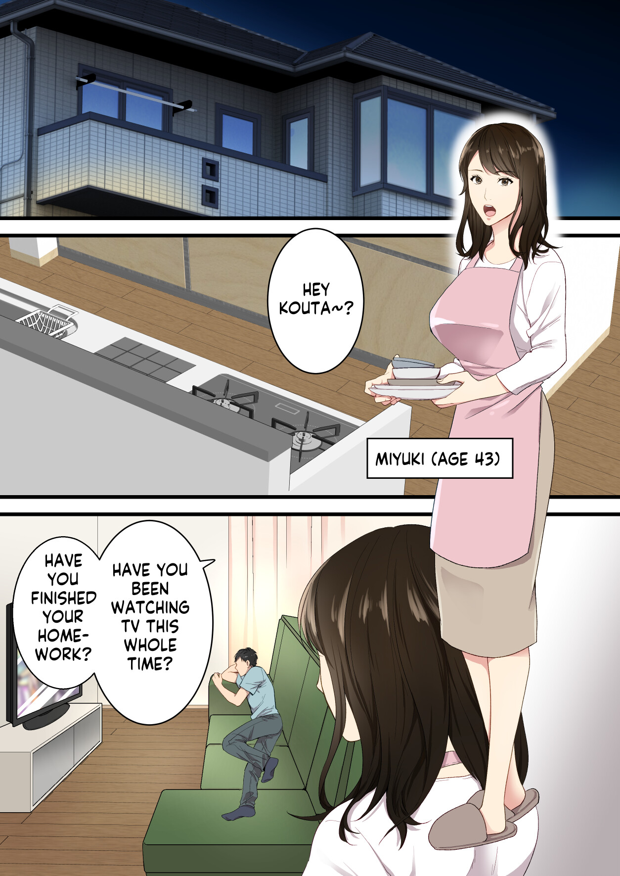 [Yuriko Club] Naka no Warukatta Haha to Musuko ga Amaama Couple ni Naru made | Arguing mother and son who became a loving couple [English] [innyinny] image number 2