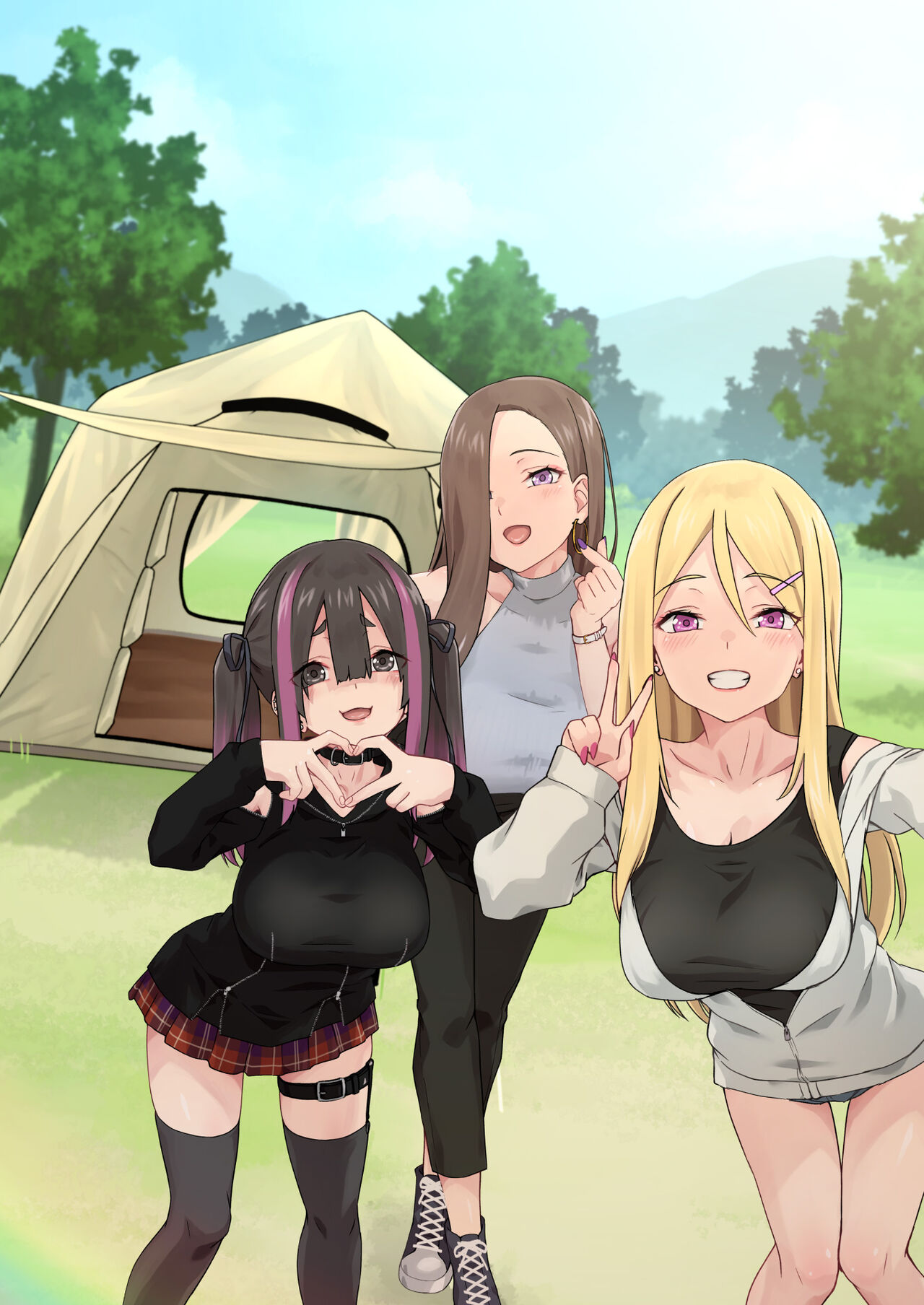 [TJ_studio (Toji)] Gal Camp ~Circle o Tsukuttara Onnanoko Bakari Atsumatte Kita Hanashi~ [Chinese] 画像番号 66