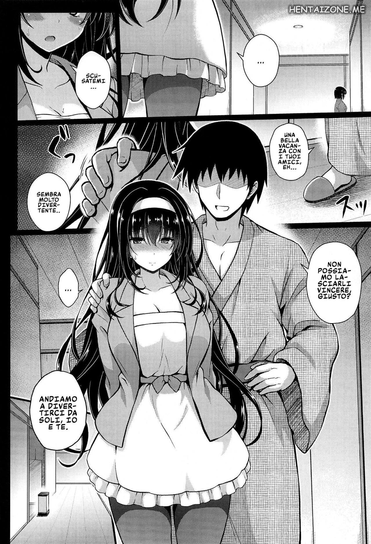 (COMIC1☆17) [Yumeya Honpo (Mukeikaku)] Daraku no Yukue | Scopare alle Terme (Saenai Heroine no Sodatekata) [Italian] 画像番号 3