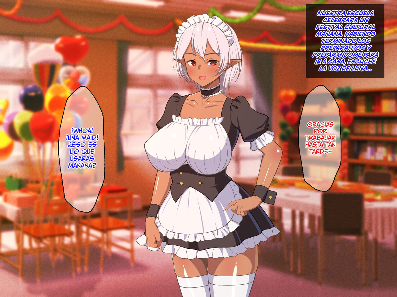 ¡La Estudiante Transferida Es Una Elfa Oscura De Piel Morena Con Enormes Tetas! 107eme image