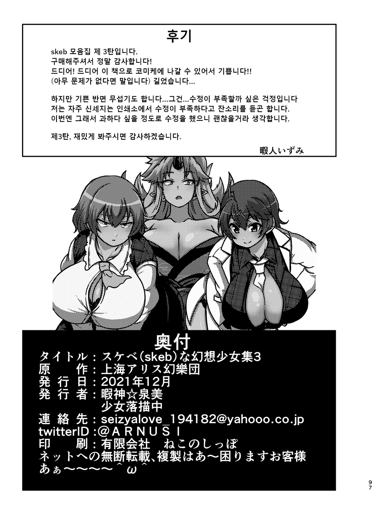 [Shoujo Rakugakichuu (Himajin no Izu)] skeb na Gensou Shoujo Shuu 3 | 음란한 환상 소녀집 3 (Touhou Project) [Korean] [Digital] Bildnummer 93