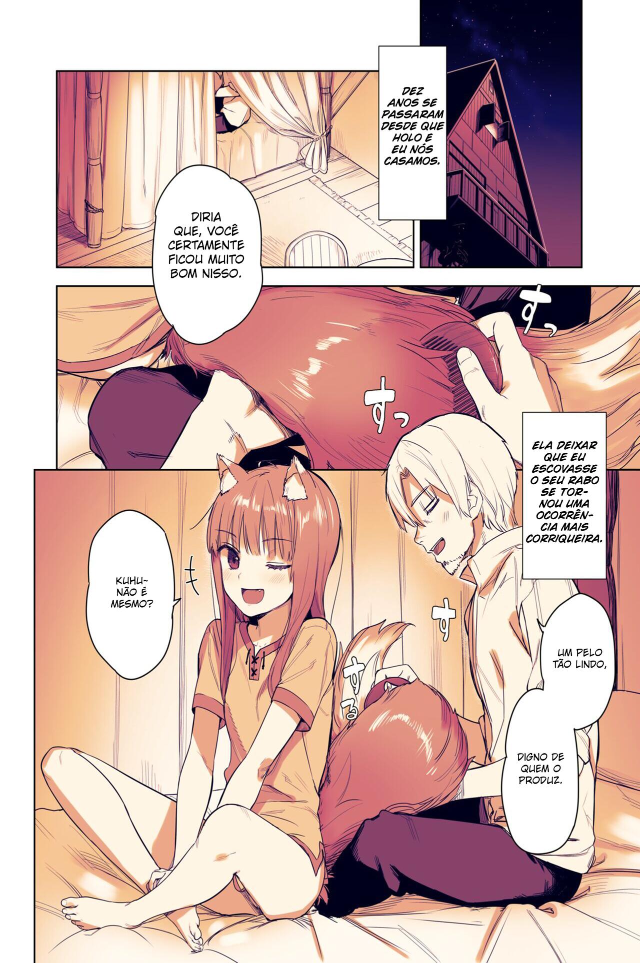 [Ajisaidenden (Kawakami Rokkaku, Takanashi Rei)] Wacchi to Shippori Kezukuroi Hon | Affectionate Grooming With Me (Spice and Wolf) [Portuguese] [Guaxinim] [Decensored] [Digital] image number 3