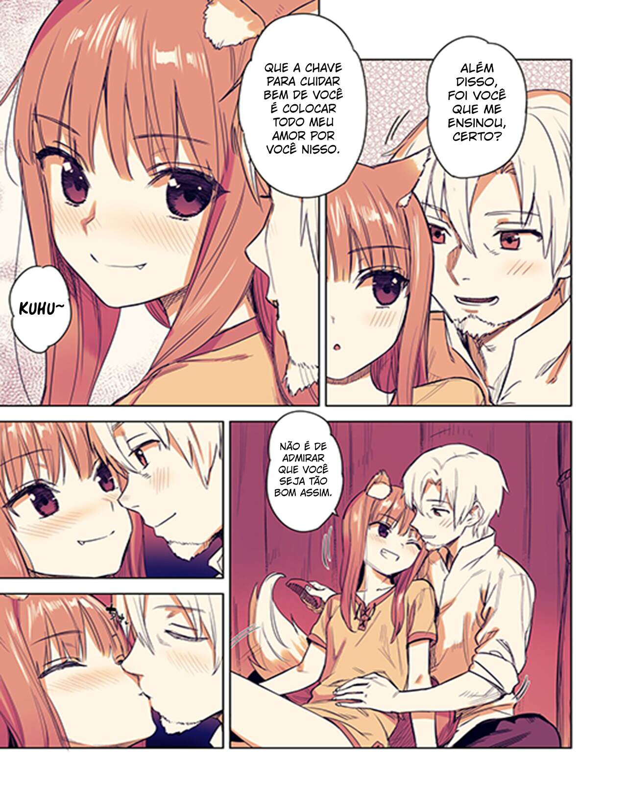 [Ajisaidenden (Kawakami Rokkaku, Takanashi Rei)] Wacchi to Shippori Kezukuroi Hon | Affectionate Grooming With Me (Spice and Wolf) [Portuguese] [Guaxinim] [Decensored] [Digital] image number 4