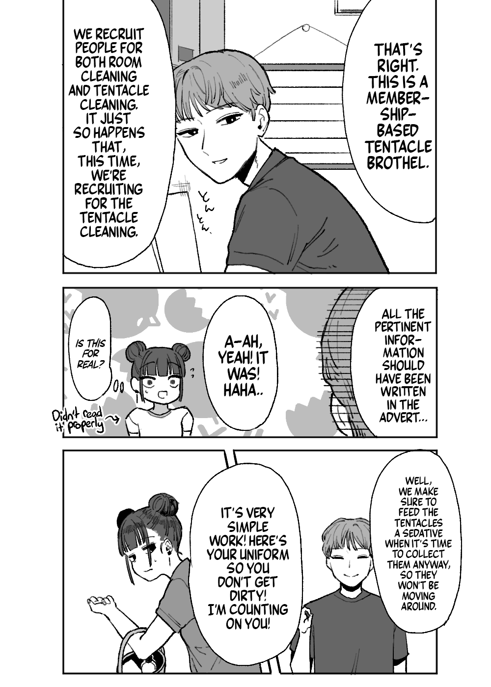 [Oyogi (Kanashiro no Hako)] Shokushu Fuuzoku Seisou Baito | Job: Cleaner at at Tentacle Brothel [English] [A Cool Person] [Digital] Bildnummer 5