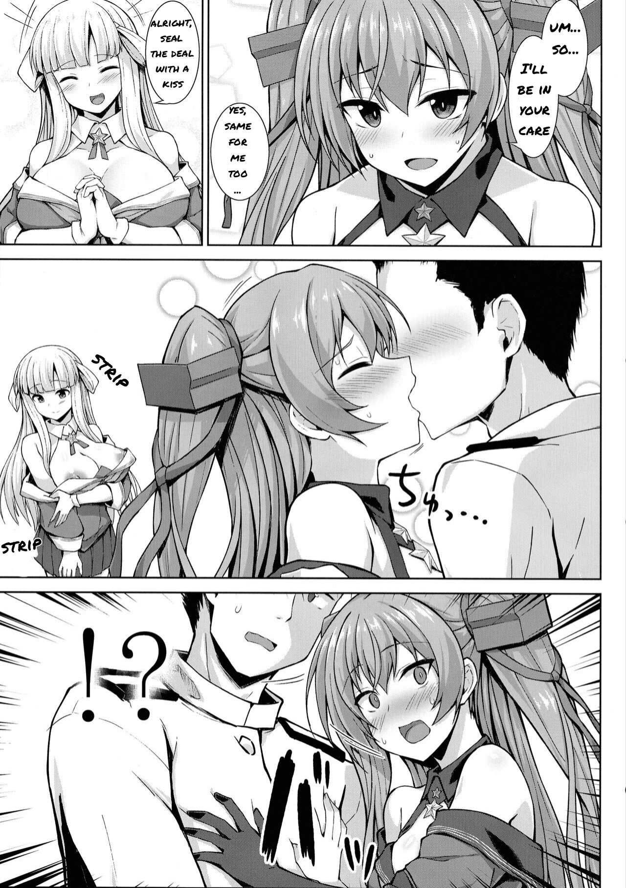 (C99) [Sirotaruto (Kami-ba Kotaru)] Sankyuu-chuu no Fletcher ni Johnston ga Kuwawatte Futari de Aka-chan o Ninshin suru Hon (Kantai Collection -KanColle-) [English] numero di immagine  7