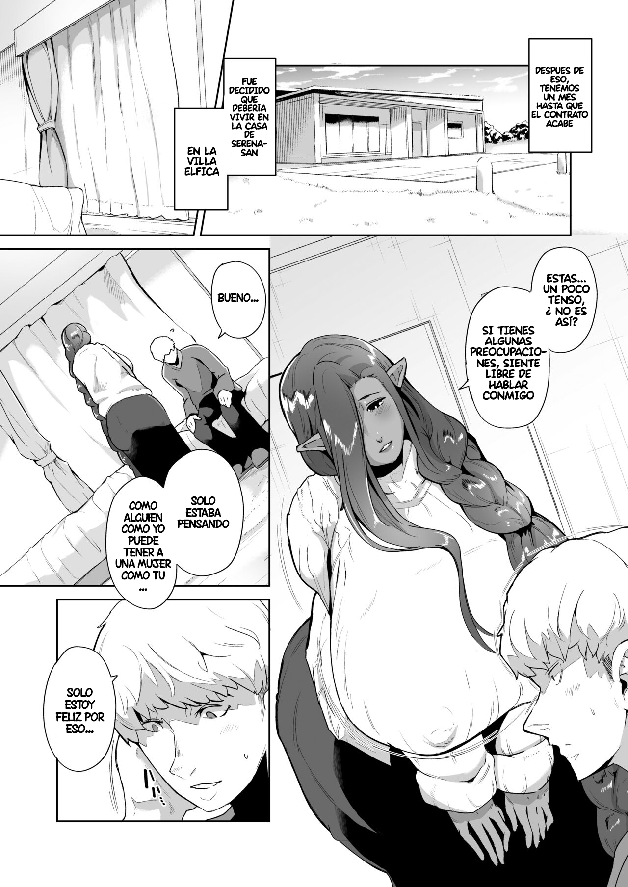 [Noumusai (Miyashiro Yousuke)] Mucchiri Dekachichi Dark Elf no Oba-san to Icha Love Fudeoroshi Seikatsu - Lovey-dovey Devirginization Life with a Big Titty Middle Aged Dark Elf Woman [Spanish] numero di immagine  3