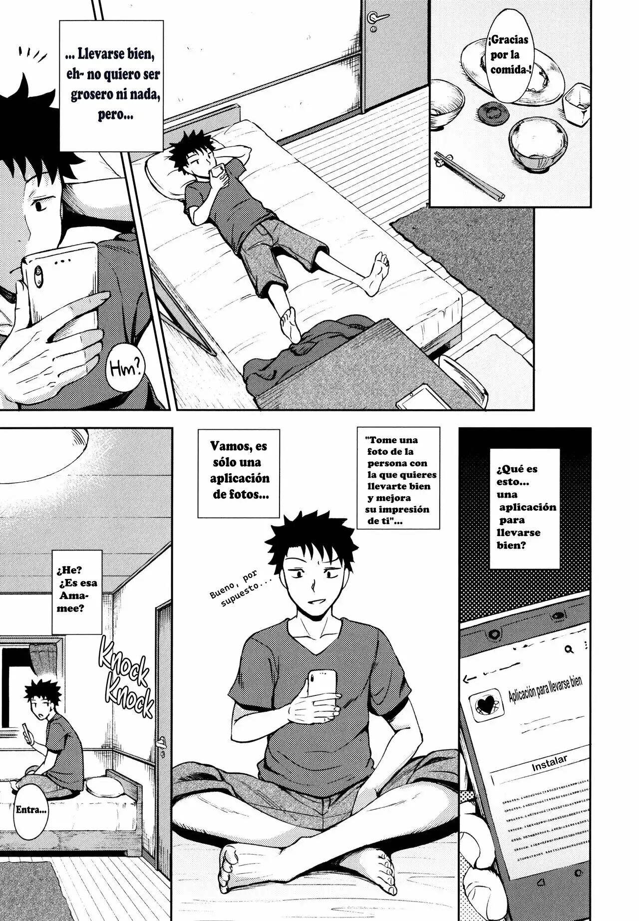 [Poncocchan] Nakayosi Apuri Ch.1-5 (Yarashii Kibun ni Naru Appli Ane to Ore to Imouto to) [Spanish] 6eme image