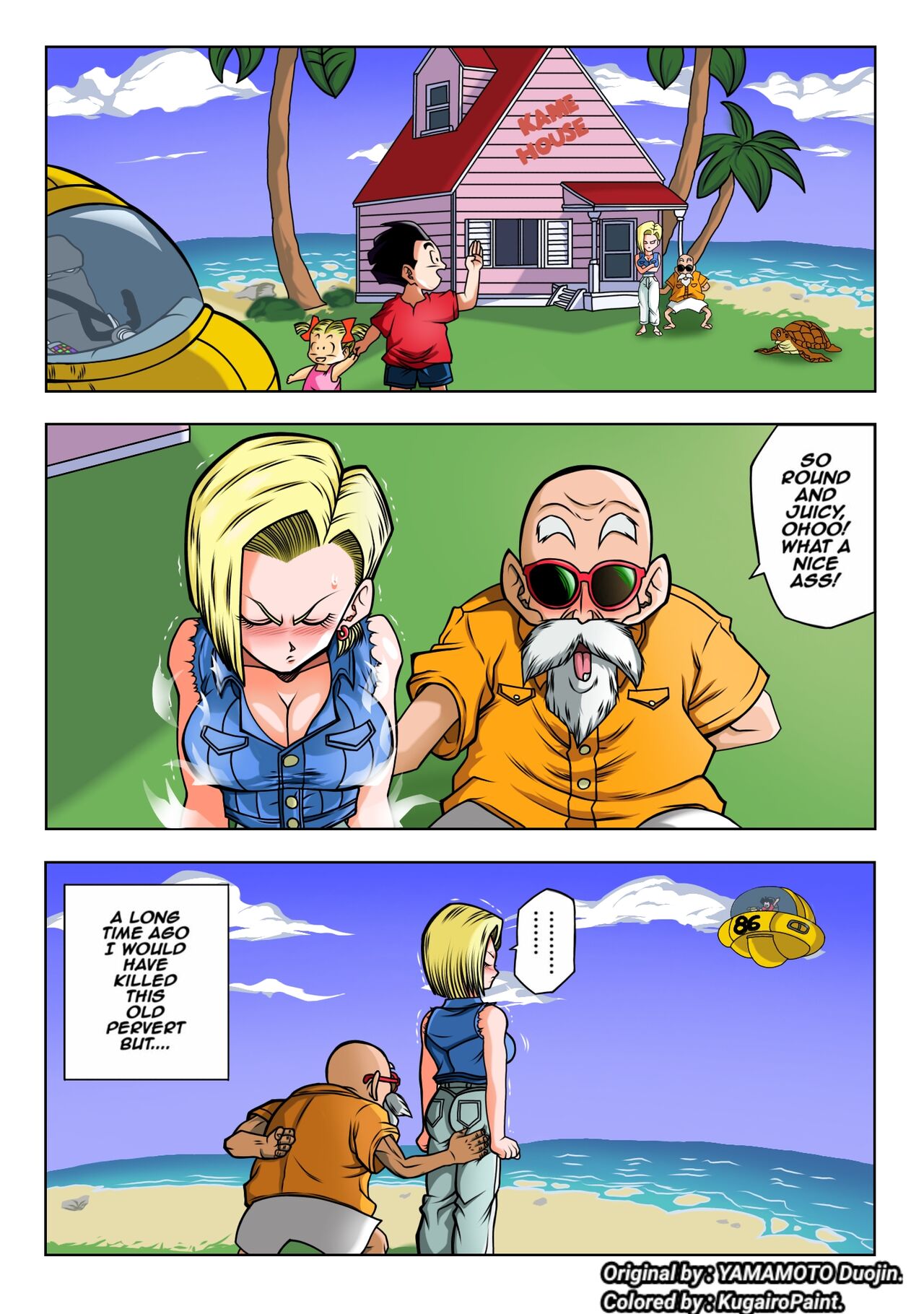 Android 18 vs Master Roshi (Dragon Ball Z) [Uncensored] [Colourized] [Kugairopaint] imagen número 2