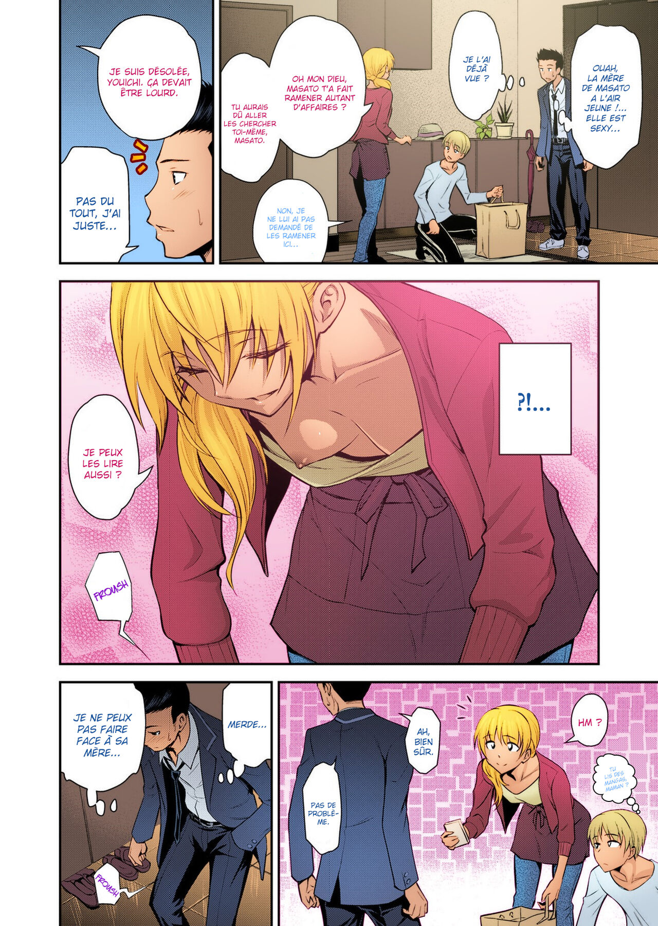 [Aoki Kanji] Doukyuusei no Wakai Haha | La jeune mère de mon camarade de classe (Web Manga Bangaichi Vol. 1) [French] [La sainte perv'] [Colorized] [Uncensored] image number 3