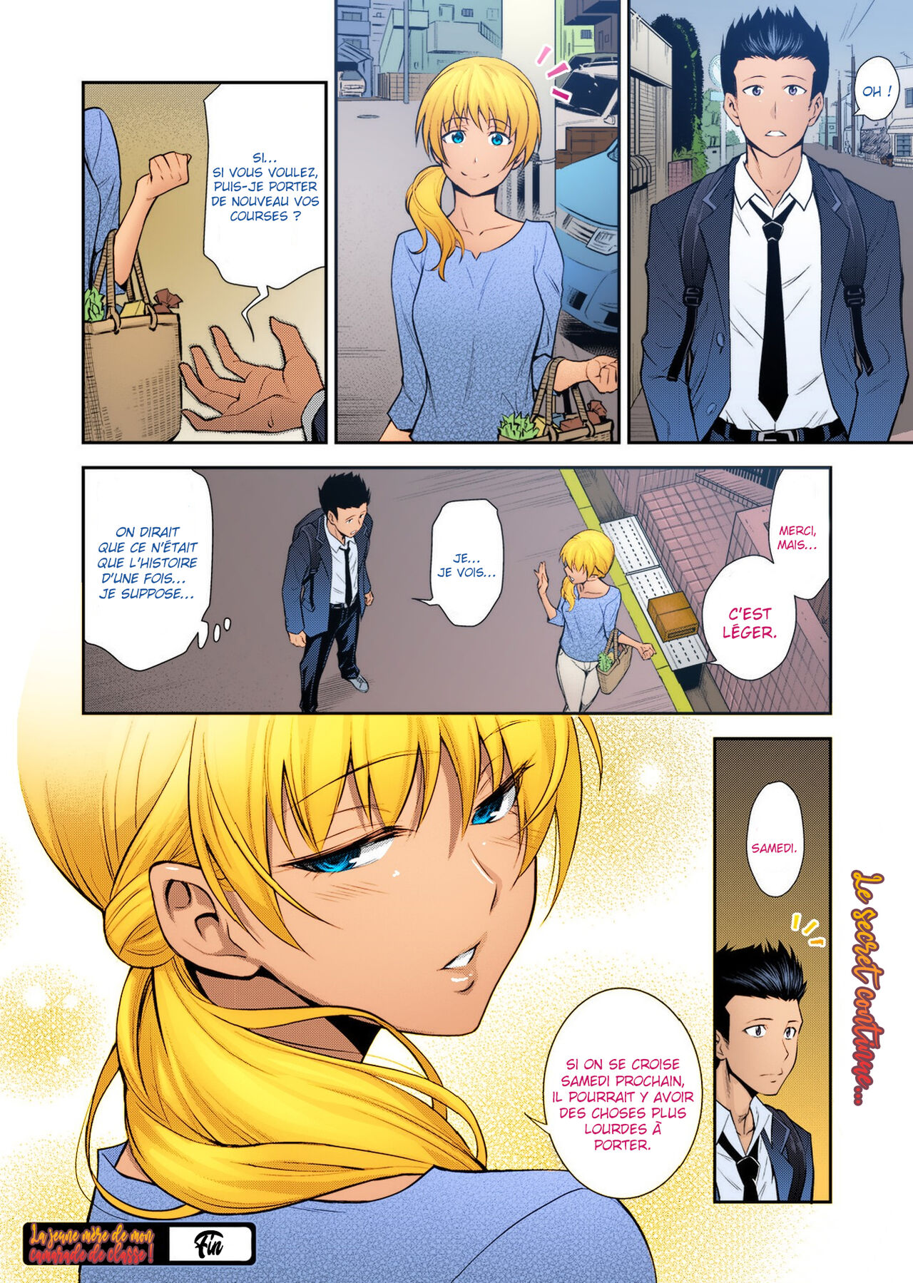 [Aoki Kanji] Doukyuusei no Wakai Haha | La jeune mère de mon camarade de classe (Web Manga Bangaichi Vol. 1) [French] [La sainte perv'] [Colorized] [Uncensored] image number 21