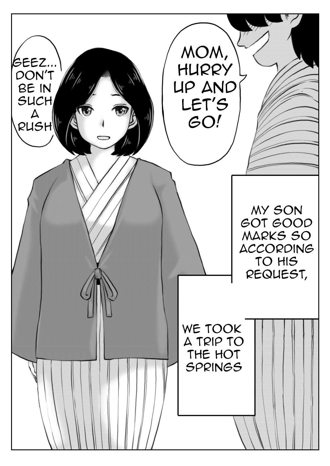 [Kirin Planet (Mankai Beesuke)] Haha to Moto Futokou Musuko no Onsen Ryoko | Mother and her Formerly Truant Son's Trip to the Hot Springs[English][Amoskandy] image number 3