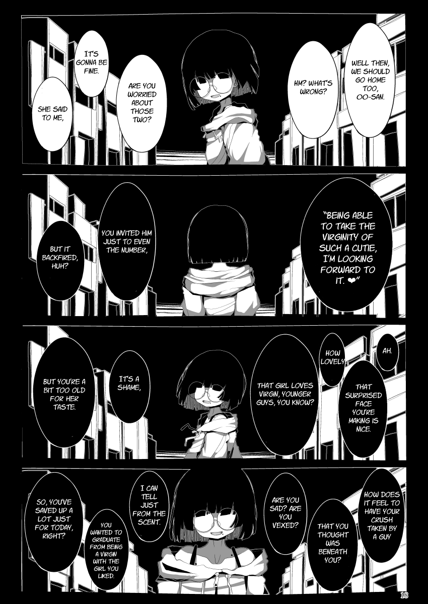 [Seken no Katasumi (Kaeruyama Yoshitaka)] Jimi de Otonashisou ni Miete Doutei wo Taberu no ga Shumi no Warui Onna no Ko Doujin Sakka-chan ni Seiheki wo Dame ni Sareru Douteikuntachi no Hanashi [English] 图片编号 17