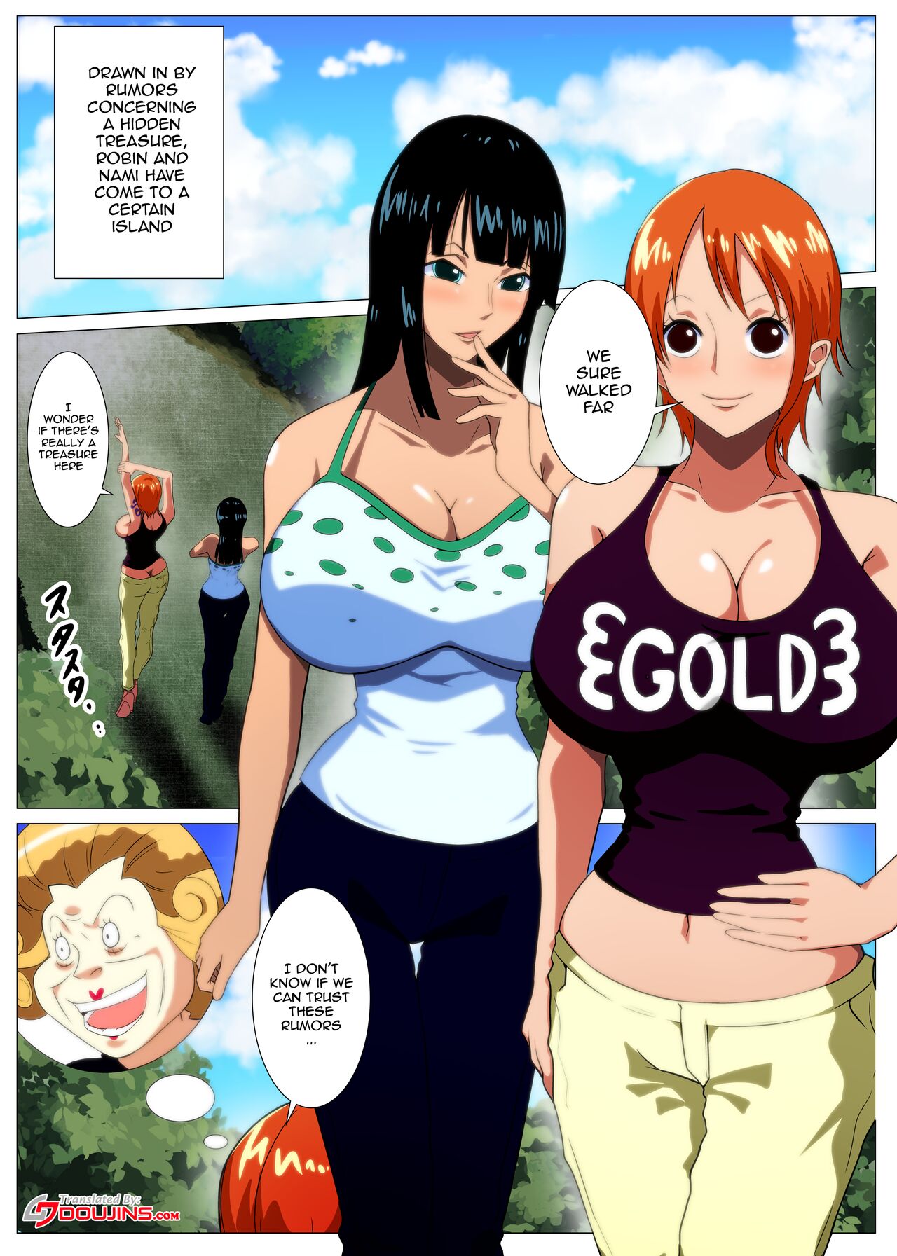 [Q Doujin] Bakunyuu Onna Kaizoku-tachi no Otakara Sagashi | Buxom Female Pirates' Treasure Hunt (One Piece) [English] {Doujins.com} 图片编号 2