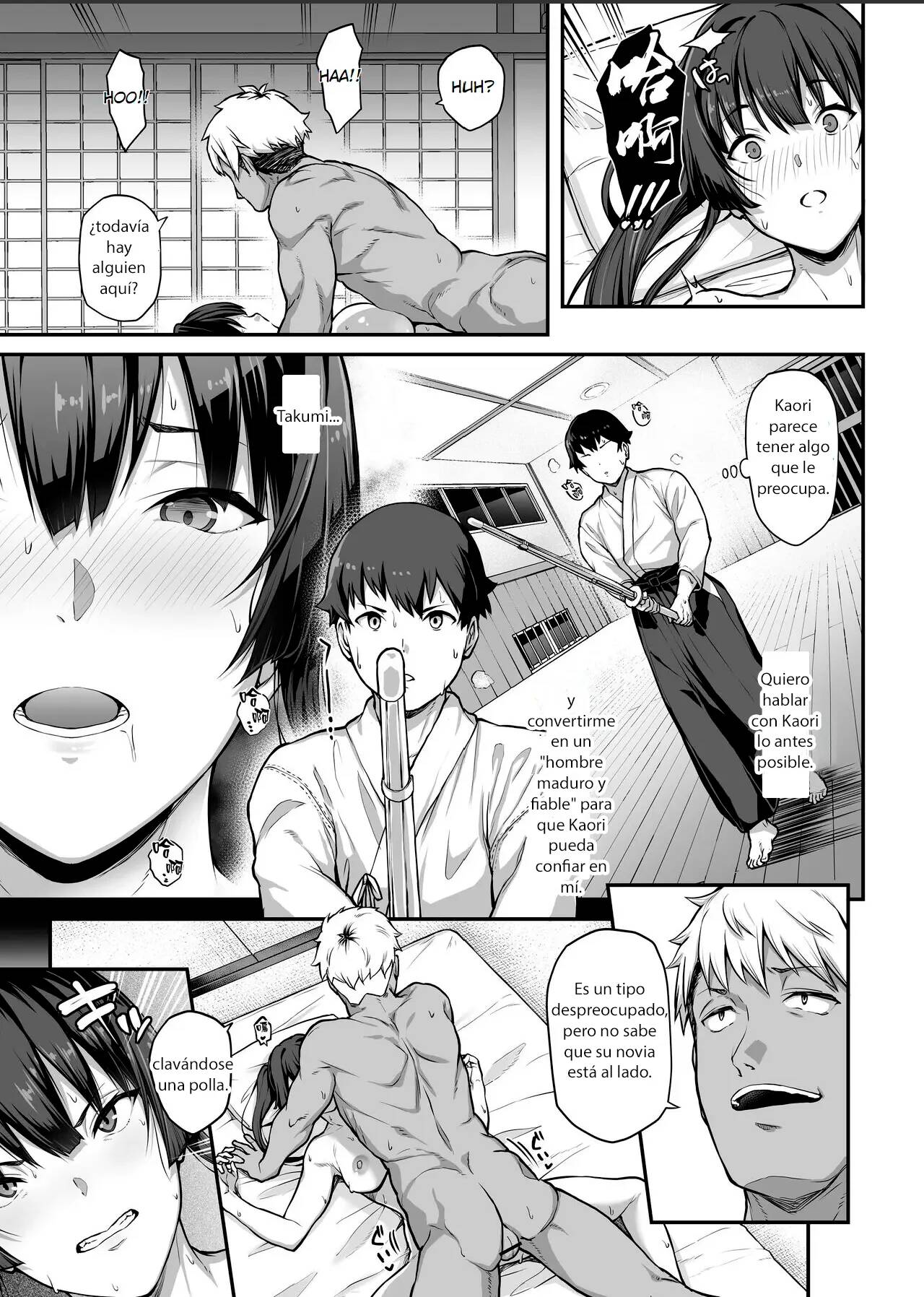 [Kaedeko, Yozo] Kendoubu Shushou de Osananajimi no Bijin de Tsuyoi Boku no Kanojo ga, Charao ni Assari Otosareru Wake ga Nai [Spanish] image number 39