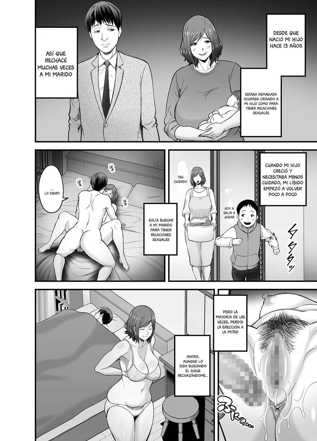 [Ura Meshiya (Maccha Neji)] Sexless de Yokkyu Fuman na Watashi wa, Musuko no Tomodachi to... [Spanish] image number 5