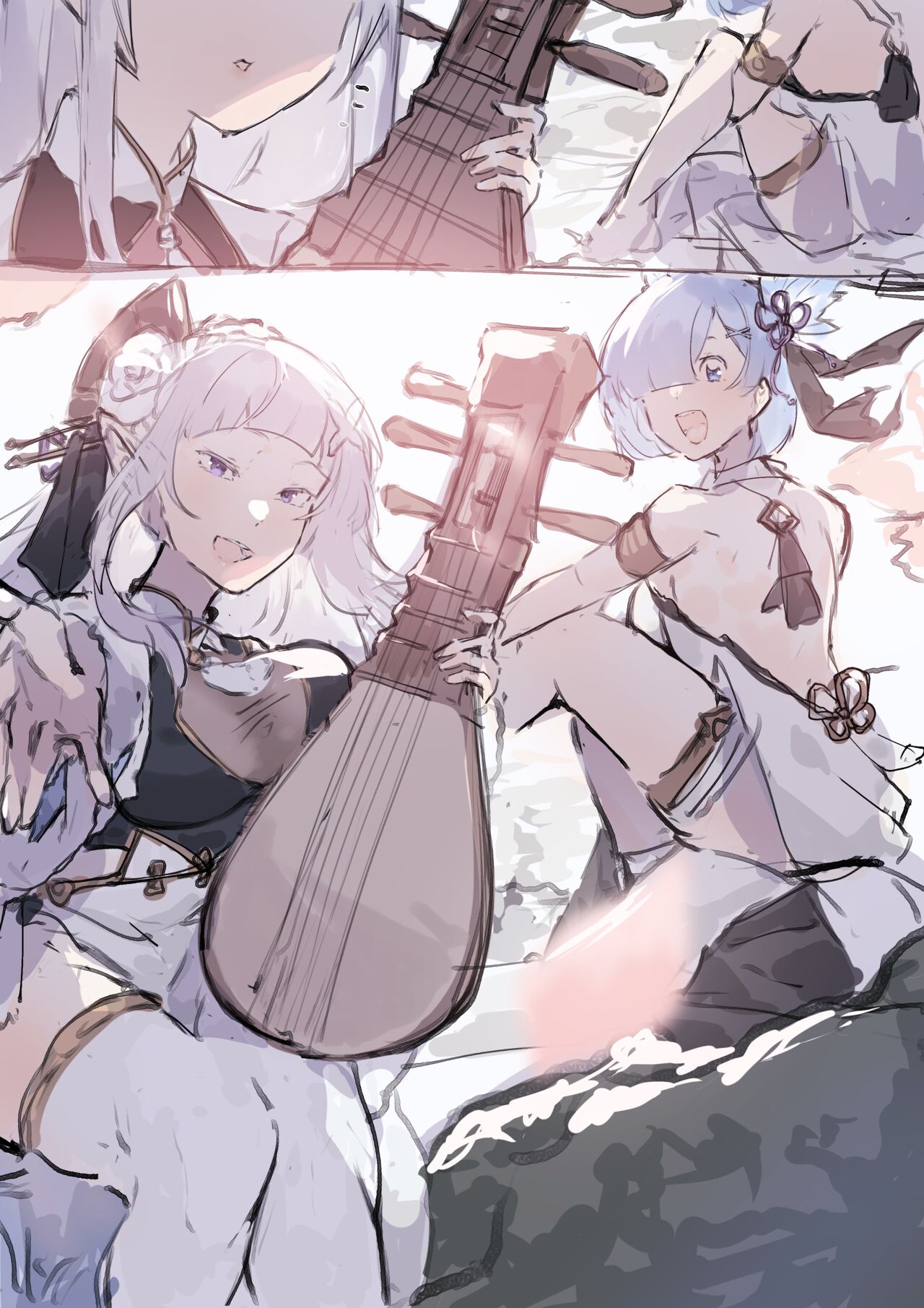 Emilia, Rem and Subaru futanari image number 3