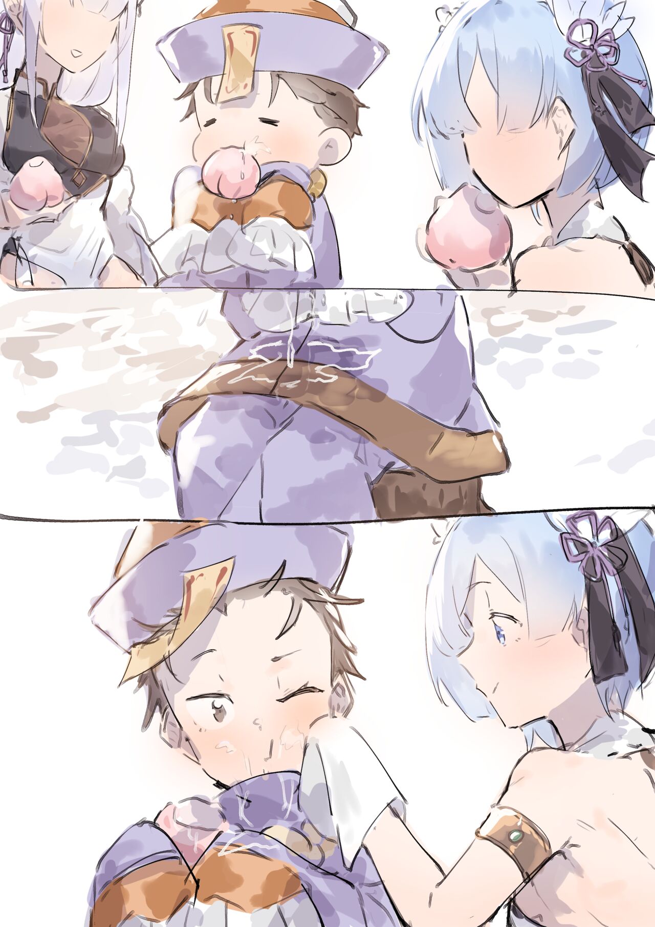 Emilia, Rem and Subaru futanari image number 4
