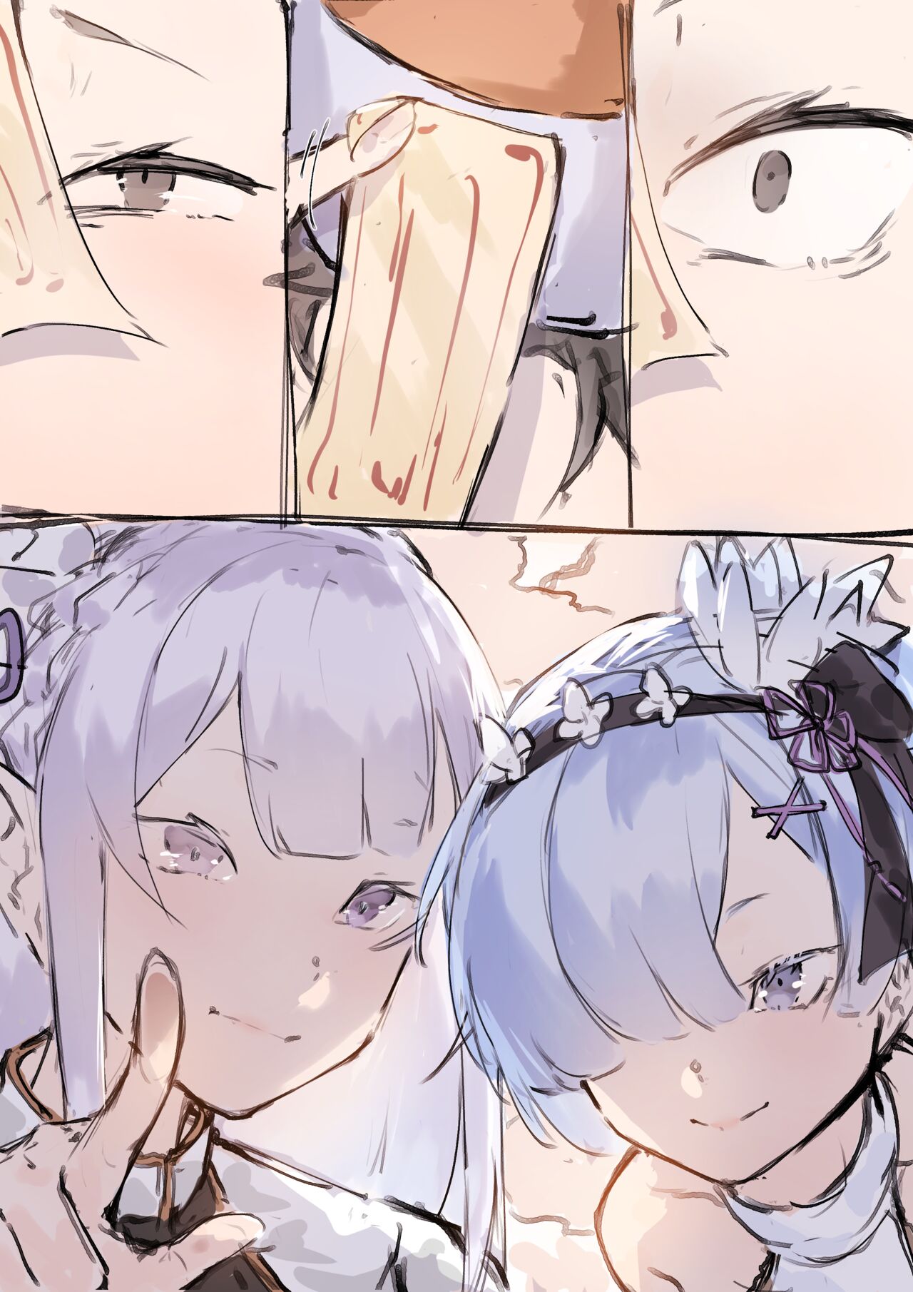 Emilia, Rem and Subaru futanari image number 11