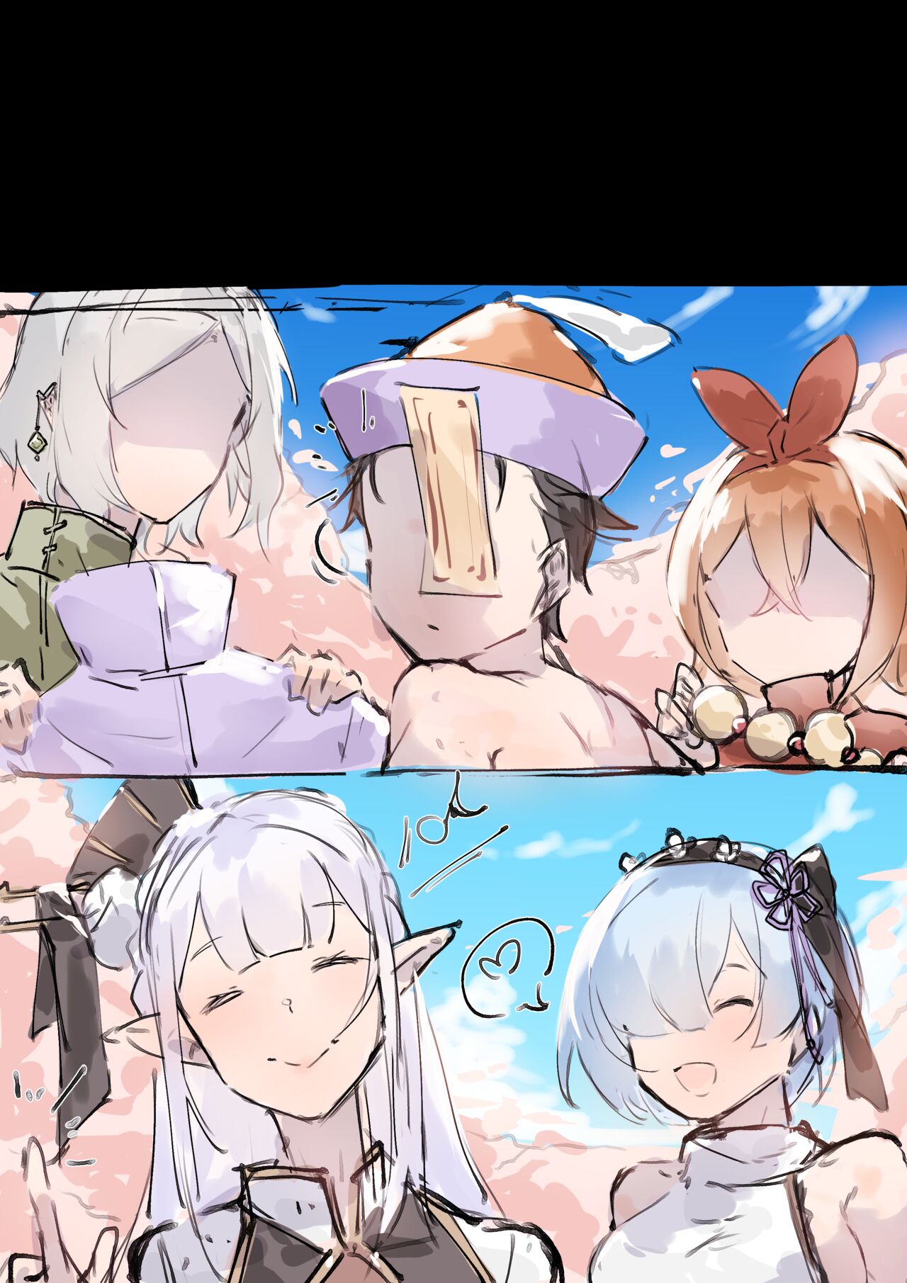 Emilia, Rem and Subaru futanari image number 16