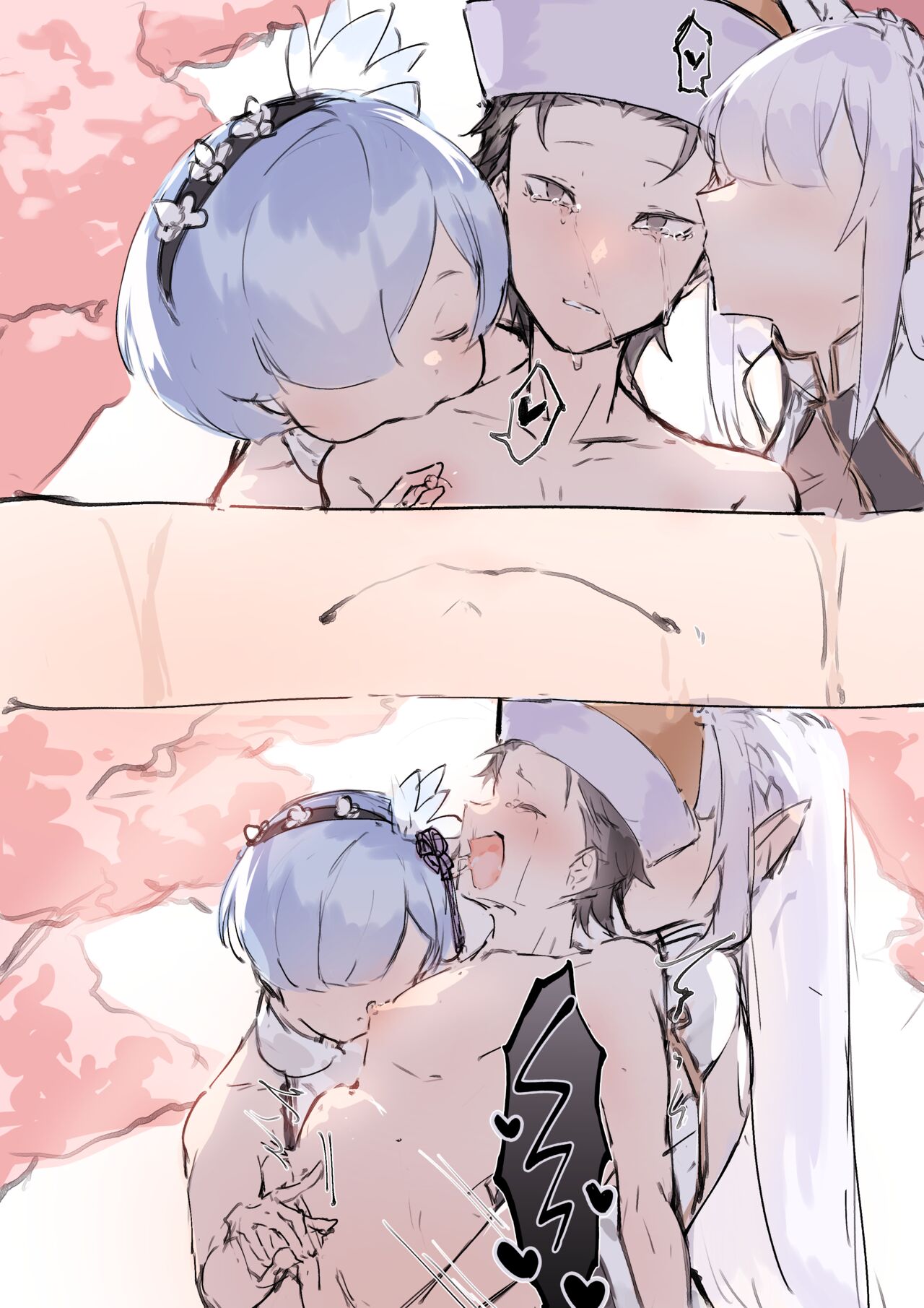 Emilia, Rem and Subaru futanari image number 23