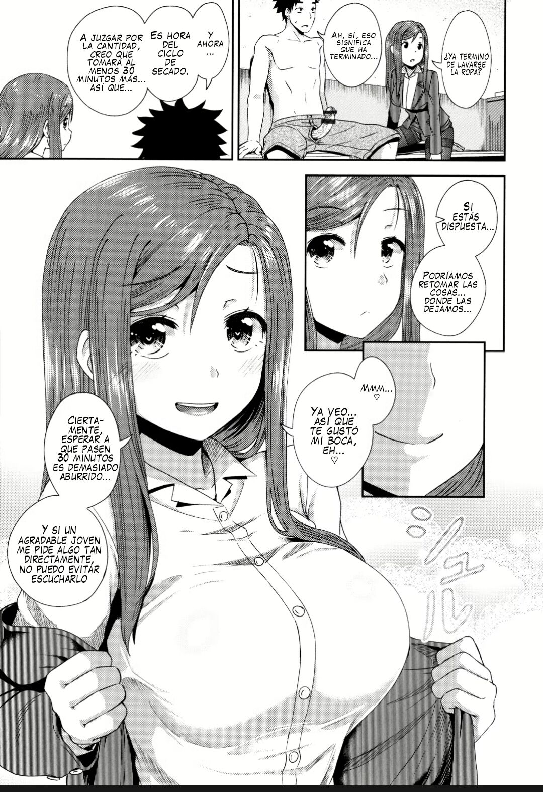 [Poncocchan] Kouin Laundry | Fellati-o-mat (Yarashii Kibun ni Naru Appli Ane to Ore to Imouto to) [Spanish] numero di immagine  11