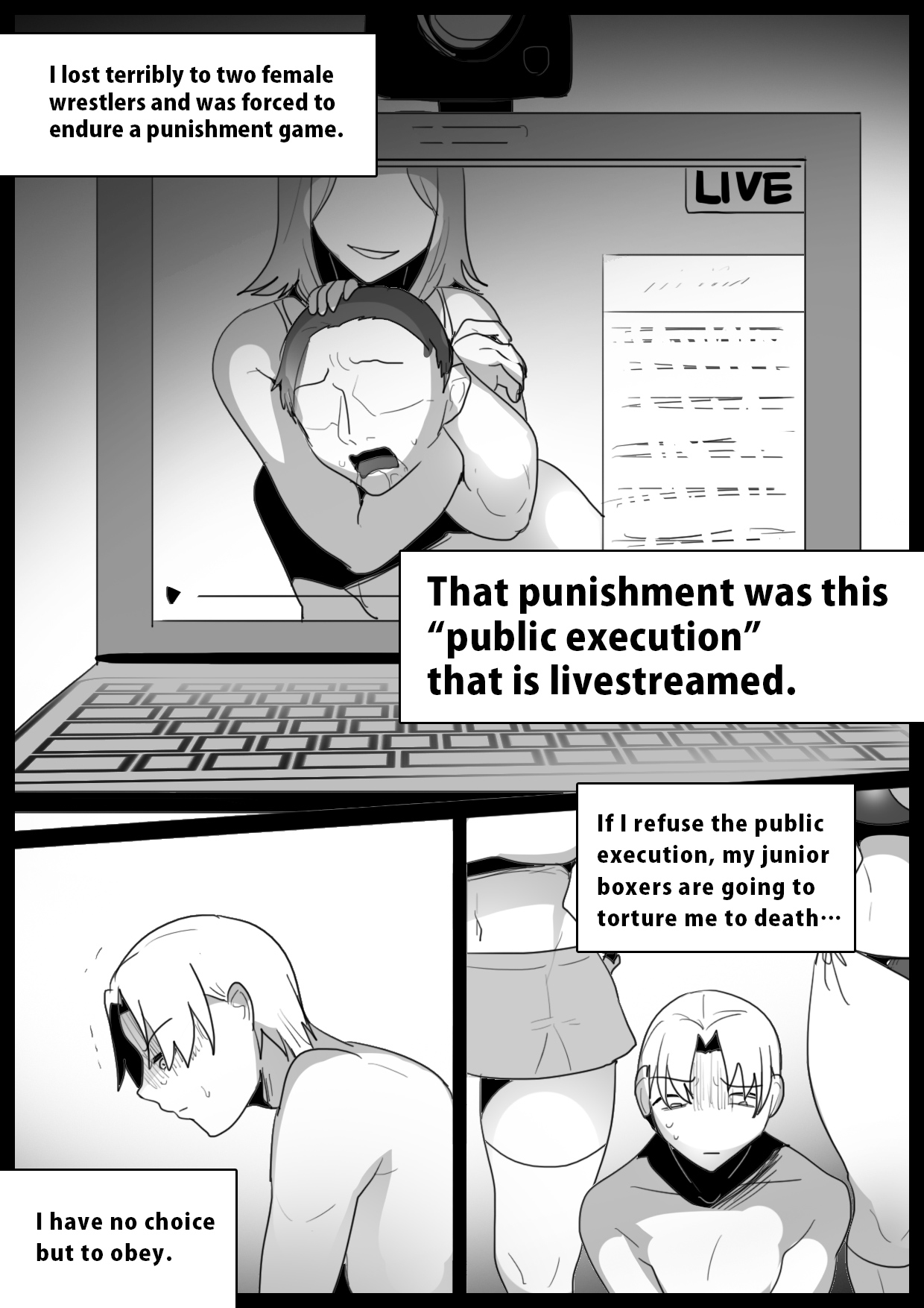 [The Nation of Head Scissors, Toppogi] Publically punished and trampled by two large-breasted wrestlers image number 2