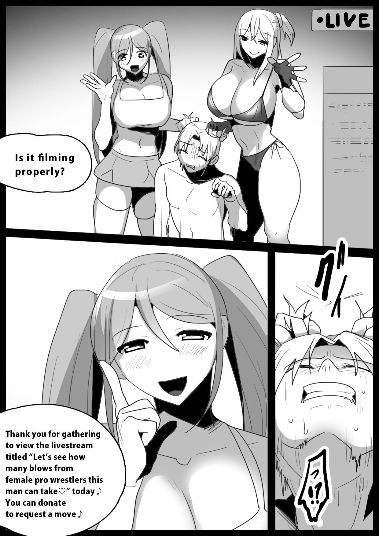 [The Nation of Head Scissors, Toppogi] Publically punished and trampled by two large-breasted wrestlers image number 3