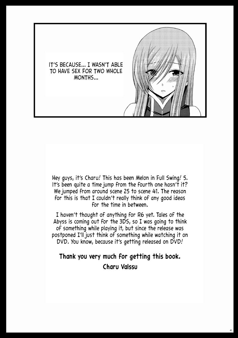[valssu (Charu)] Melon ga Chou Shindou! R5 | Melon in Full Swing R5 (Tales of the Abyss) [English] [EHCOVE] [Digital] 이미지 번호 40
