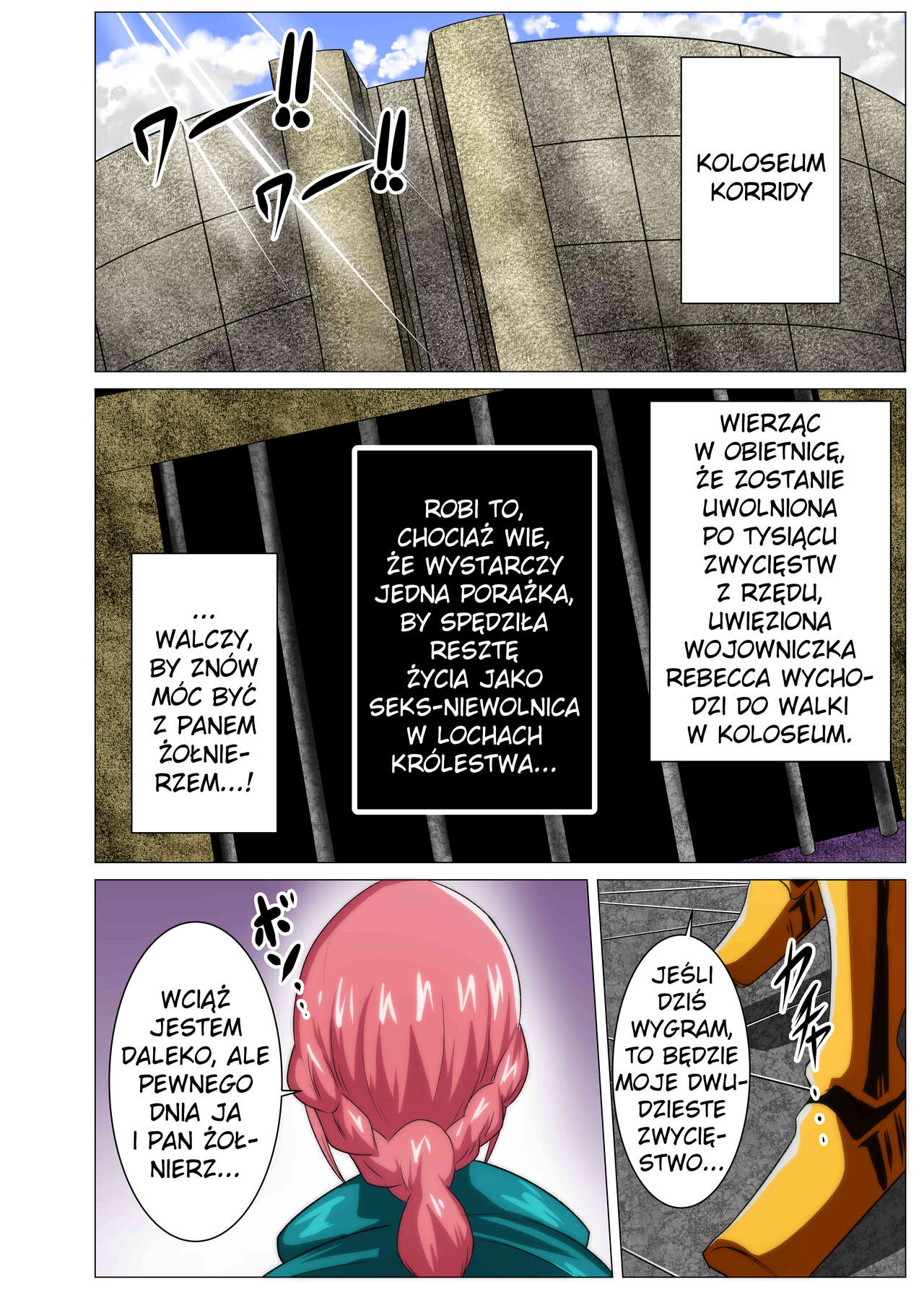 [Q Doujin] Onna Kentoushi no Shakuhou o Kaketa Chousen | Walka O Wolność Młodej Gladiatorki (One Piece) [Polish] 이미지 번호 2