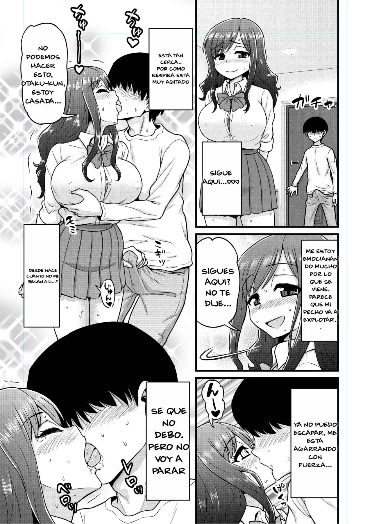 [Chimamire Yashiki (Gachonjirou)] Uwaki Hitozuma Nama Nakadashi Ottori Seiso Kakure Inran Hitozuma to Okute Dotei Otaku-kun | Married woman receives a creampie from an Otaku [Spanish] image number 16