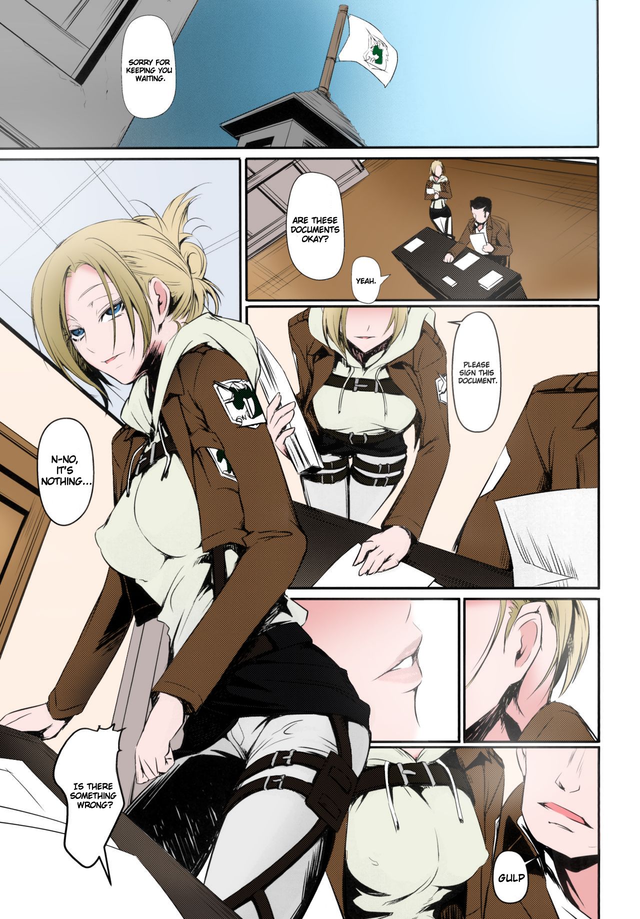 (C90) [DEX+ (Nakadera Akira)] Hekinai Chousa (Shingeki no Kyojin) [English] [Brolen] [Colorized] [SPDSD] изображение № 5