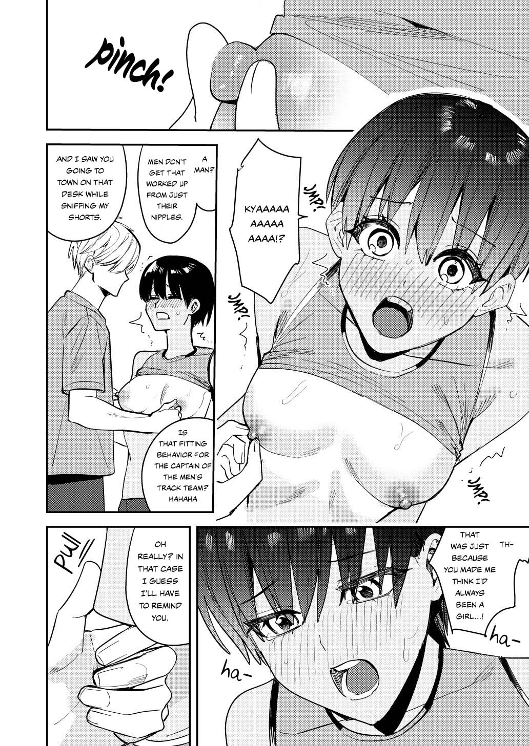 [Amuai Okashi Seisakusho (Betty, Totoyasu)] Rikujoubu no Ore ga Onna ni Sarete Kairaku ni Ochiteiku Ohanashi |  | How I Was Turned Into A Woman, Left The Track Team, And Became A Slut [English] {Sankaku Scans} 图片编号 8