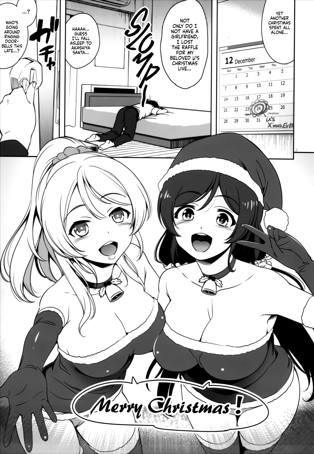 (C87) [Goromenz (Yasui Riosuke)] NozoEri Santa ni Shiboritorare'mas - Merry Squeezmas with Nozomi and Eli (Love Live!) [English] [head empty] numero di immagine  4