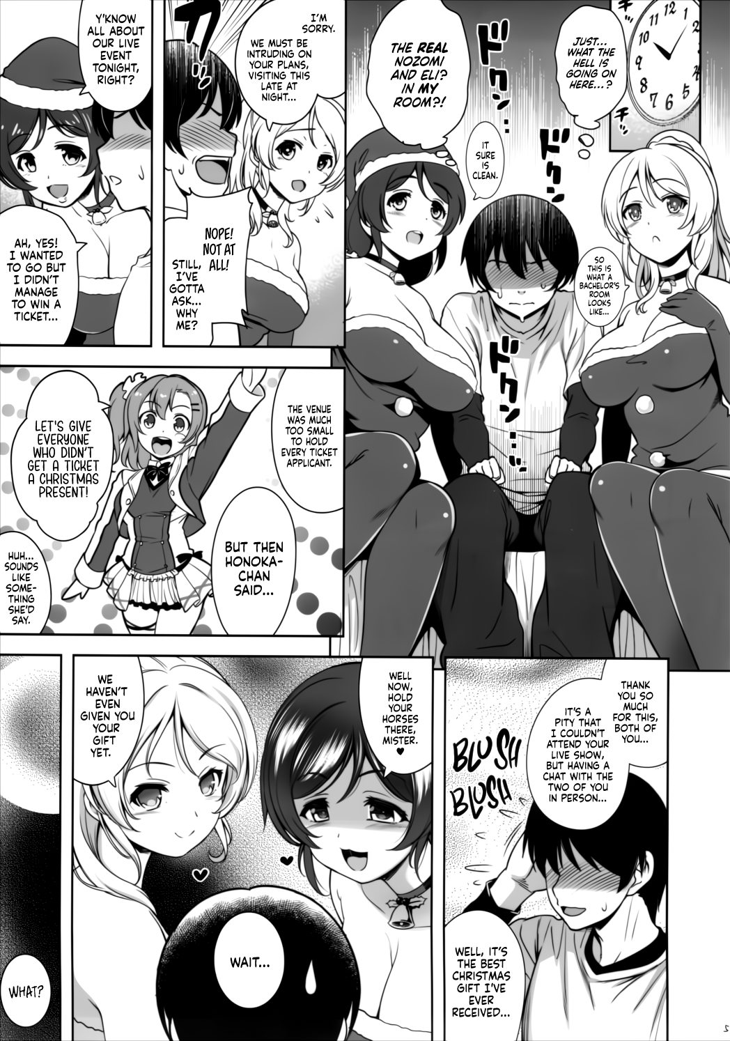(C87) [Goromenz (Yasui Riosuke)] NozoEri Santa ni Shiboritorare'mas - Merry Squeezmas with Nozomi and Eli (Love Live!) [English] [head empty] numero di immagine  5