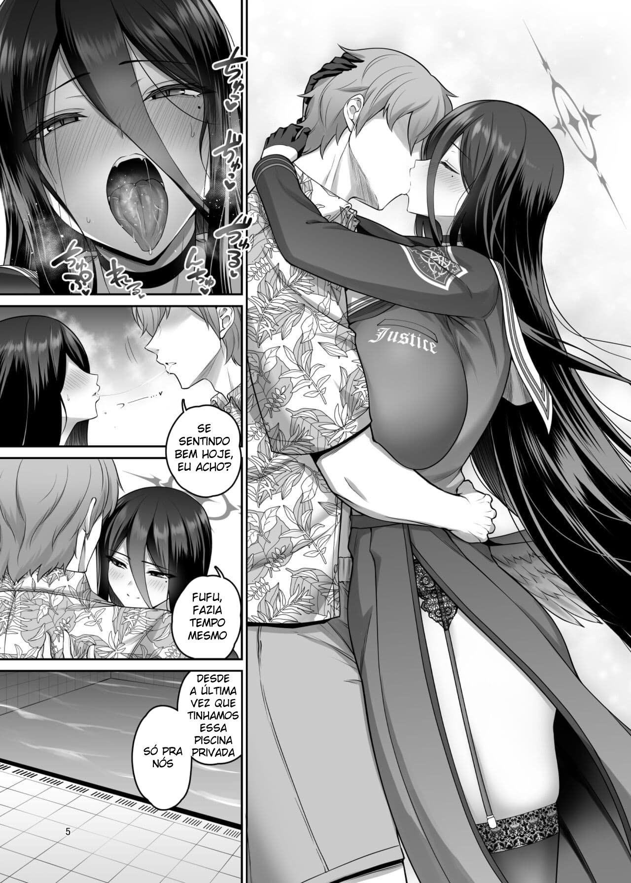 [Urasazan (Minamino Sazan)] Mikkai Poolside (Blue Archive) [Portuguese-BR] image number 4