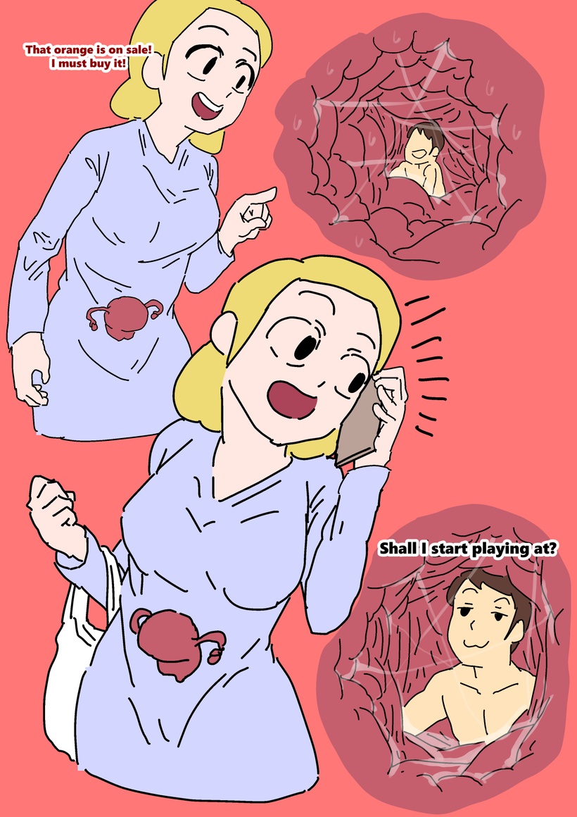 Exploration of the mother's uterus (1-7){by inside} image number 73