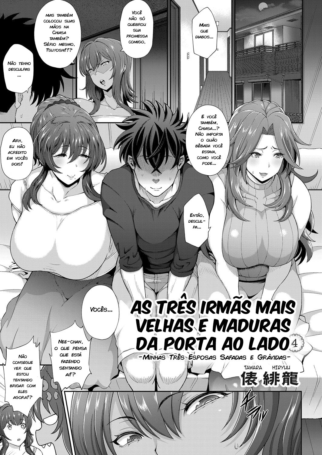 [Tawara Hiryuu] Toshiue Zukushi Jukushita Sanshimai 4 -Ore no Yome wa Dosukebe Ninpu x 3- | | As Três Irmãs Mais Velhas e Maduras da Porta ao Lado Cap. 04 (COMIC Grape Vol. 64) [Portuguese-BR] [zk3y] première image