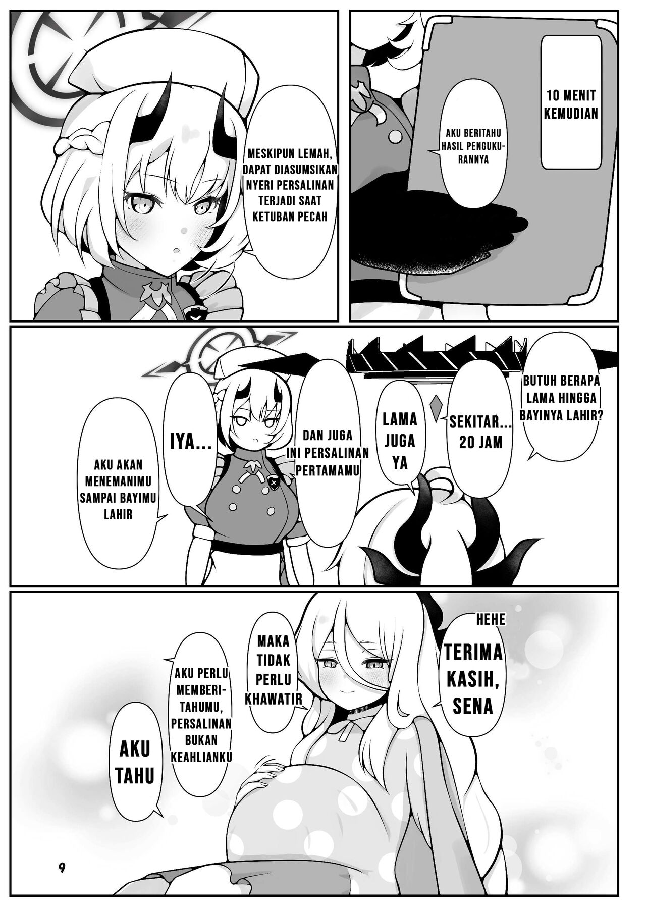 [Magical Kagechousukashi (Kagechousukashi,)] Hina-chan ga ganbatte akachan oumu hon (Blue Archive) [Indonesian] [Digital] image number 9