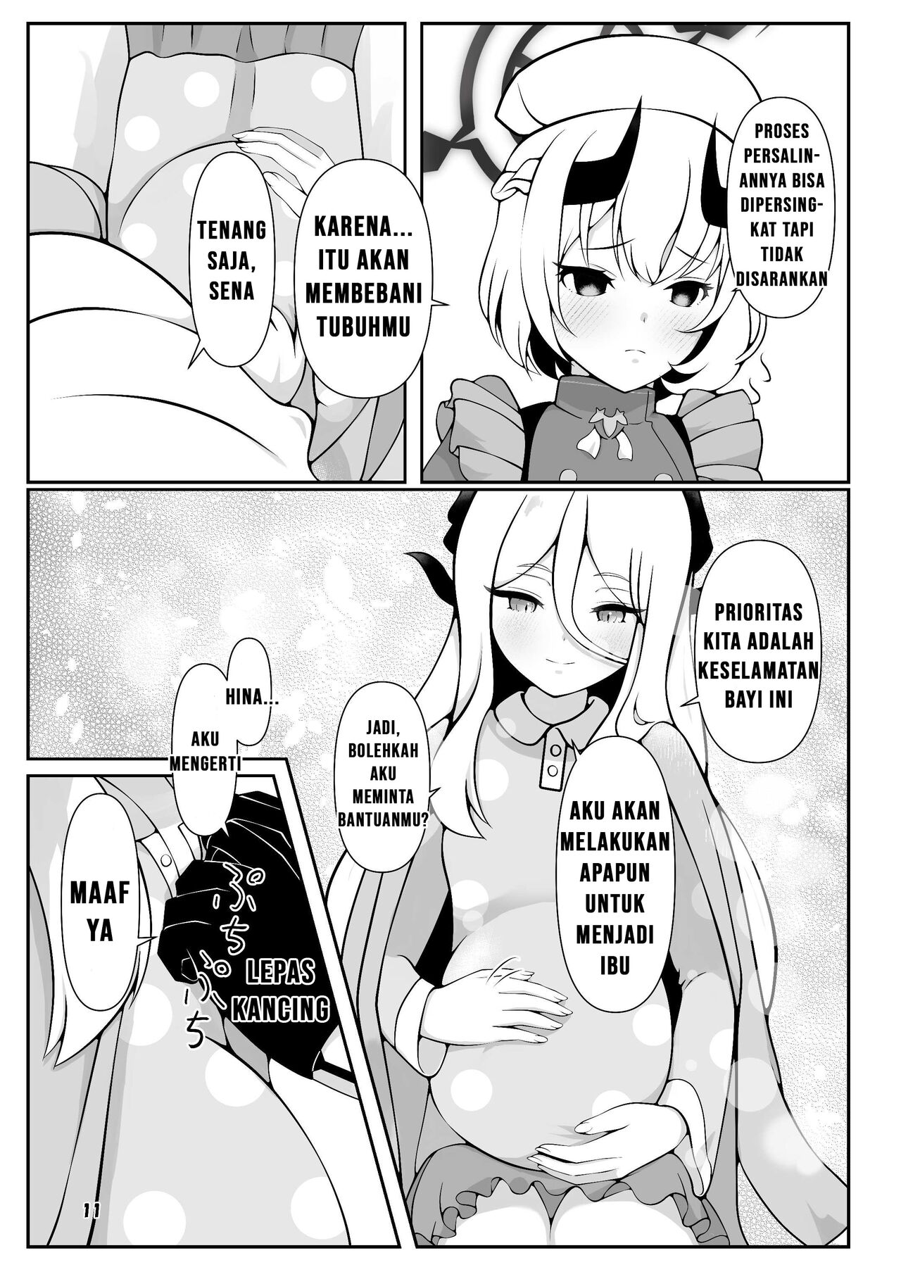 [Magical Kagechousukashi (Kagechousukashi,)] Hina-chan ga ganbatte akachan oumu hon (Blue Archive) [Indonesian] [Digital] image number 11