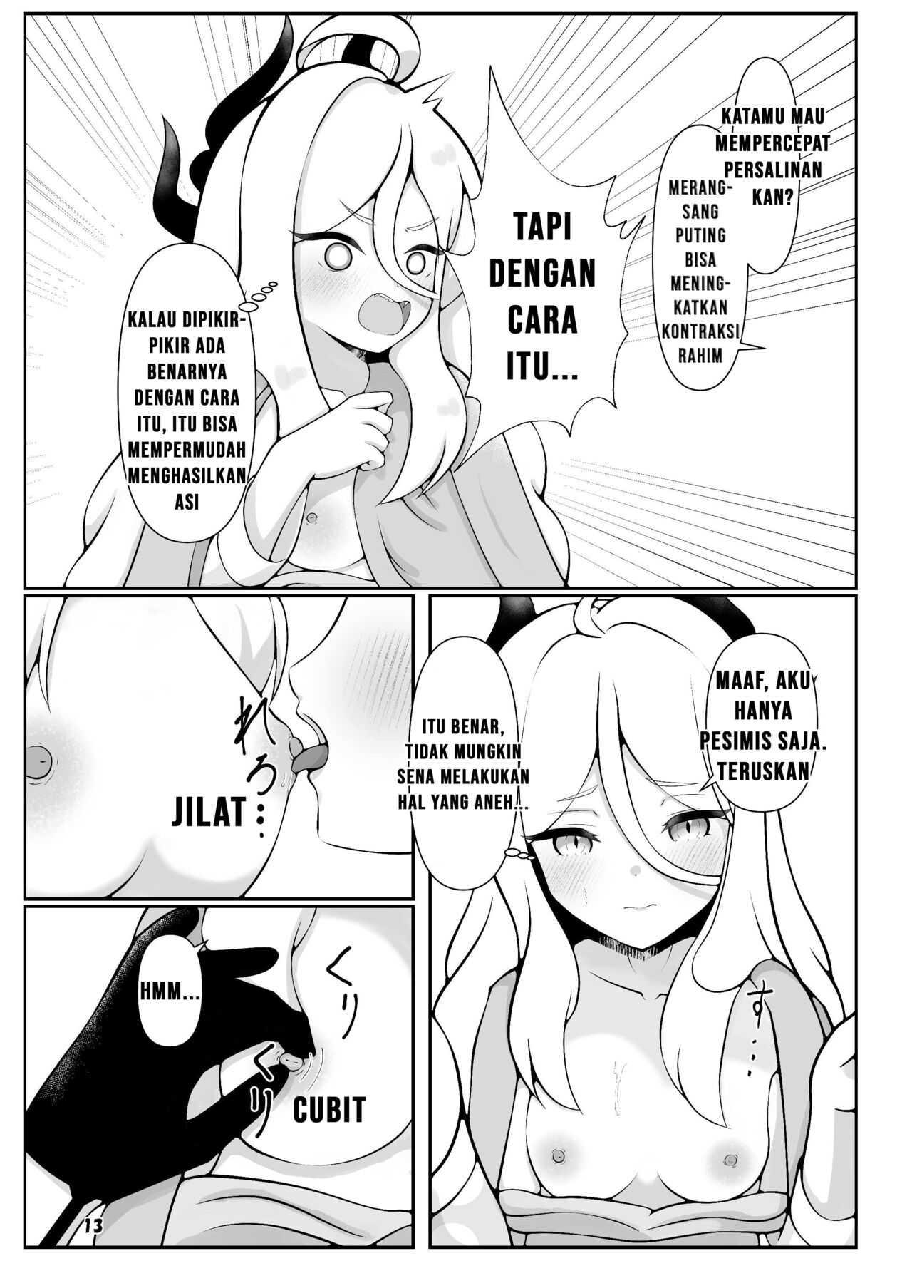 [Magical Kagechousukashi (Kagechousukashi,)] Hina-chan ga ganbatte akachan oumu hon (Blue Archive) [Indonesian] [Digital] image number 13