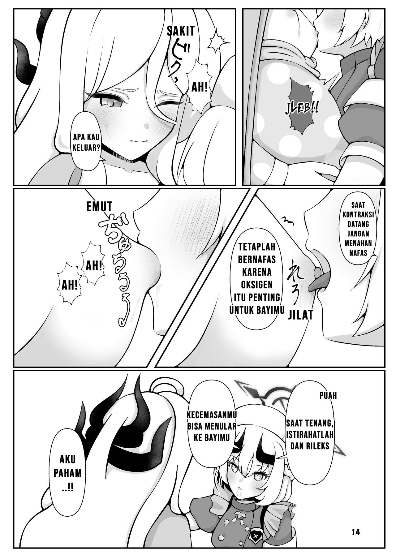 [Magical Kagechousukashi (Kagechousukashi,)] Hina-chan ga ganbatte akachan oumu hon (Blue Archive) [Indonesian] [Digital] image number 14