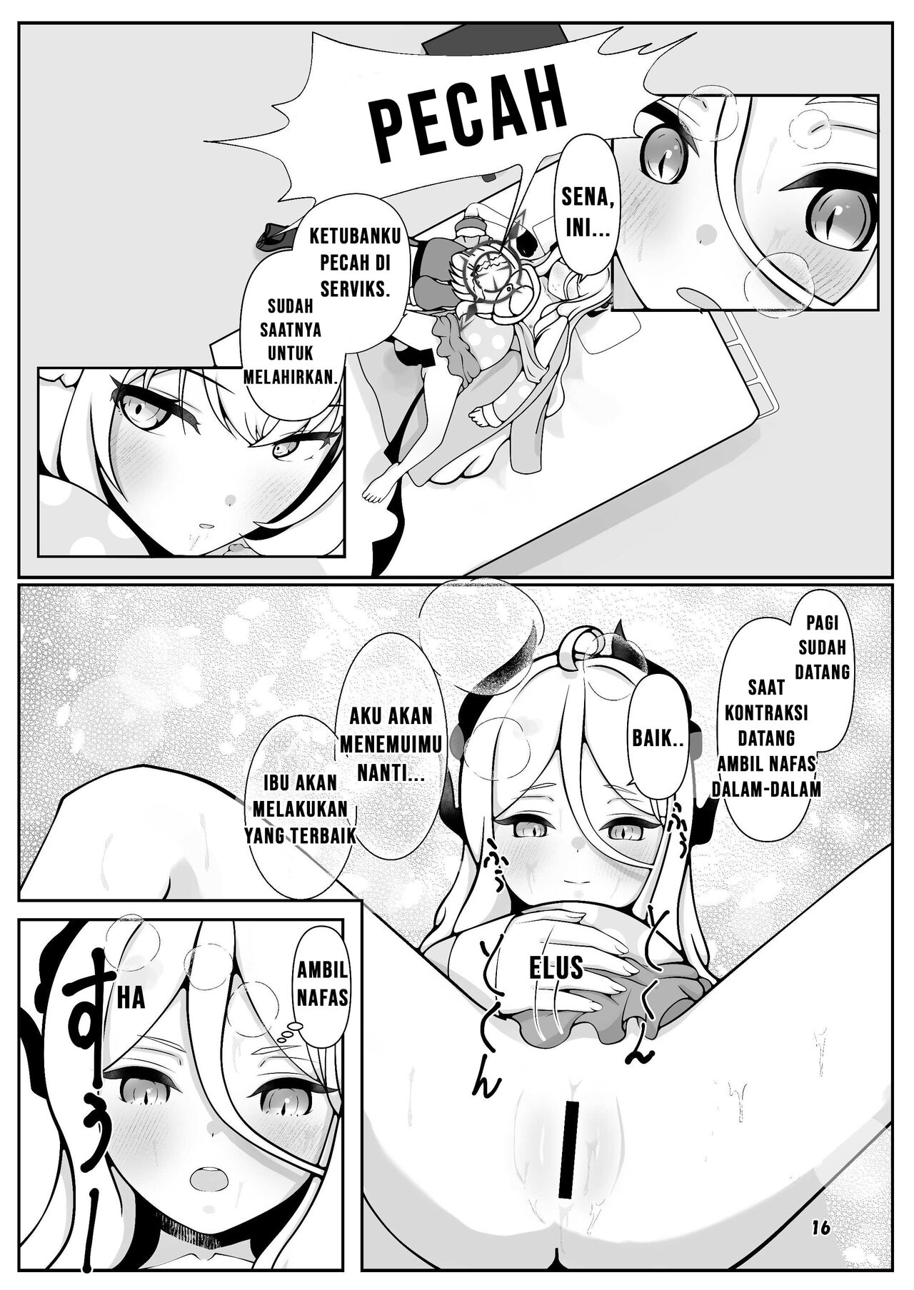 [Magical Kagechousukashi (Kagechousukashi,)] Hina-chan ga ganbatte akachan oumu hon (Blue Archive) [Indonesian] [Digital] image number 16