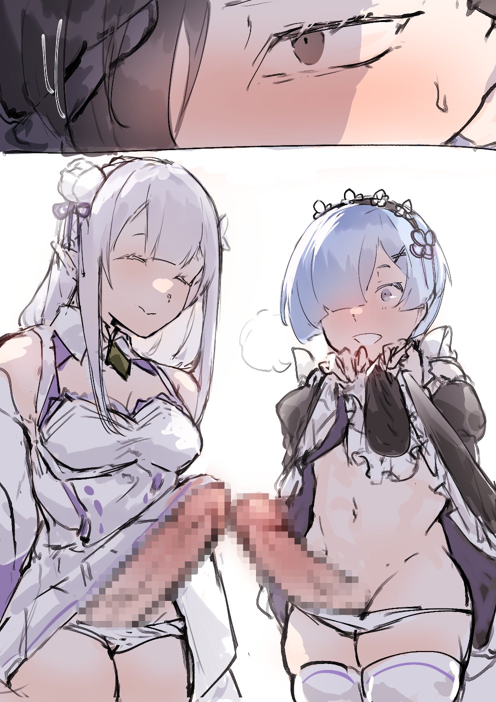 [Angel] Subaru x Emilia and Rem futa image number 2