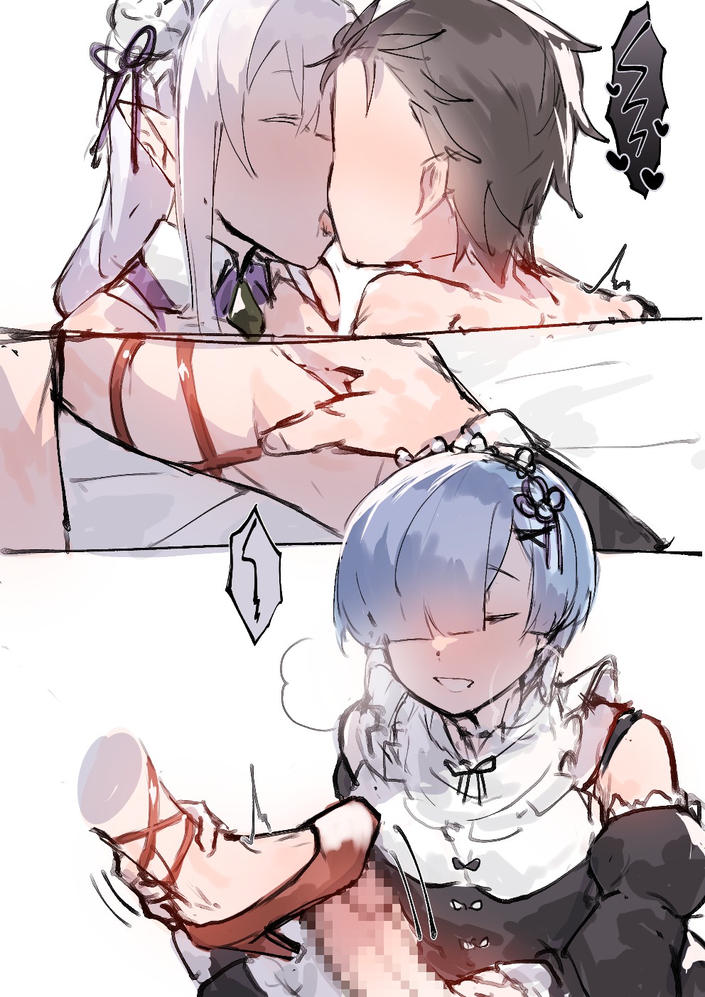 [Angel] Subaru x Emilia and Rem futa image number 5