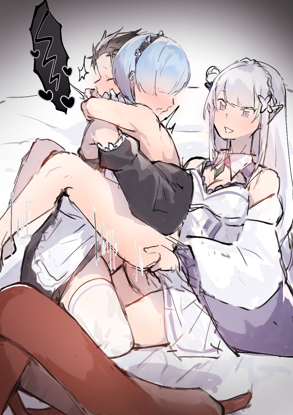 [Angel] Subaru x Emilia and Rem futa image number 9