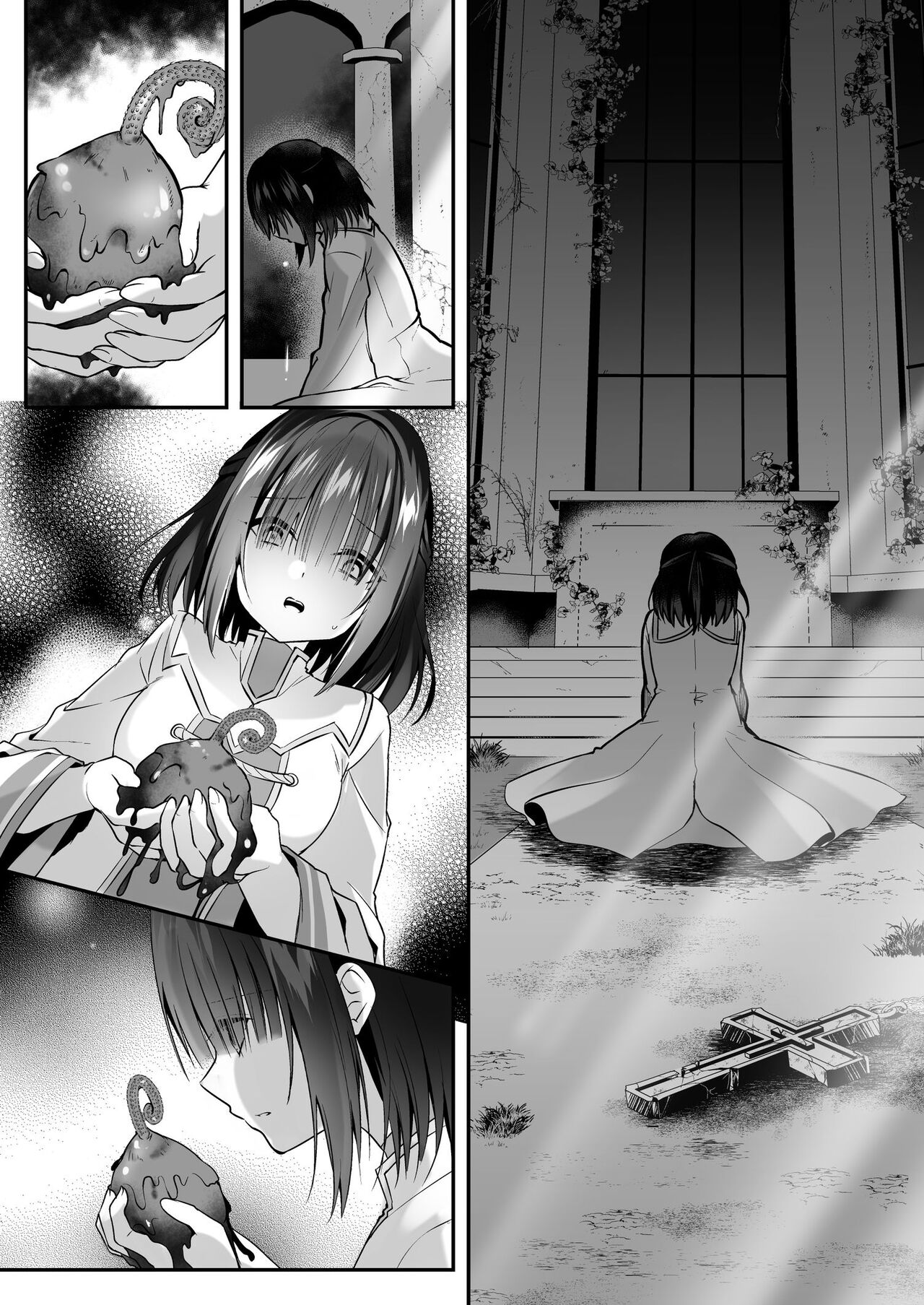 [Seika Kairaku Shoten (Eltoria, Rurimaru)] Yami Ochi Sister no Marunomi Kairaku Osen ~NTR Shi ni kuru Yatsu Zenin Marunomi Sureba Watashi no Kachida yo ne~ | Vore Pleasure Contamination of a Darkly Corrupted Cleric [English] image number 44