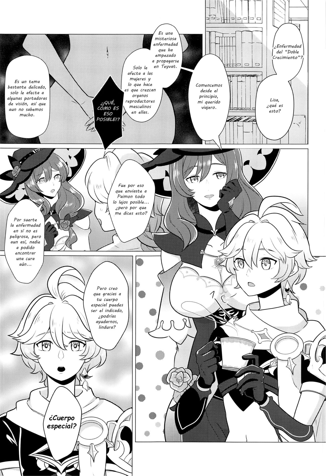 (C101) [Usohappyaku (Otori Deko)] Futanari Senyou Tabibito Clinic (Genshin Impact) [Spanish] [El Palacio de la Lujuria] image number 3